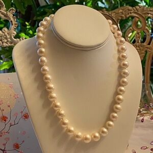 Freshwater Pearl 12mm Sterling Silver Strand Necklace 20 inch